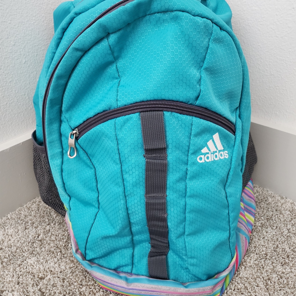 Adidas Blue Backpack with Padded Straps and Rounded Top